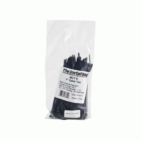 Metra Electronics Cable Tie, 6 in L, Black, 30 lb Strength, 100 PK BCT6